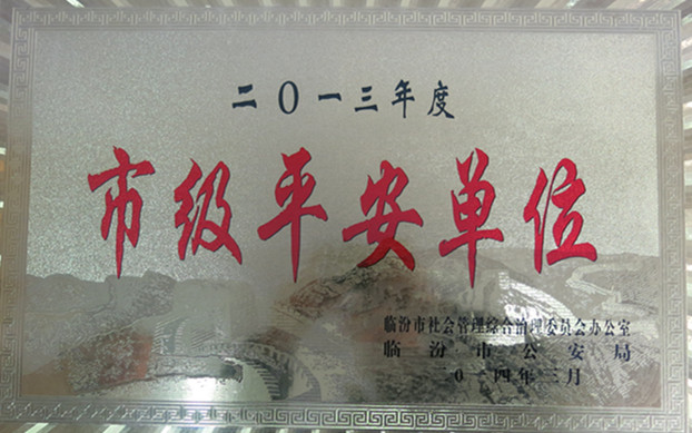 2013年市级平安单位奖