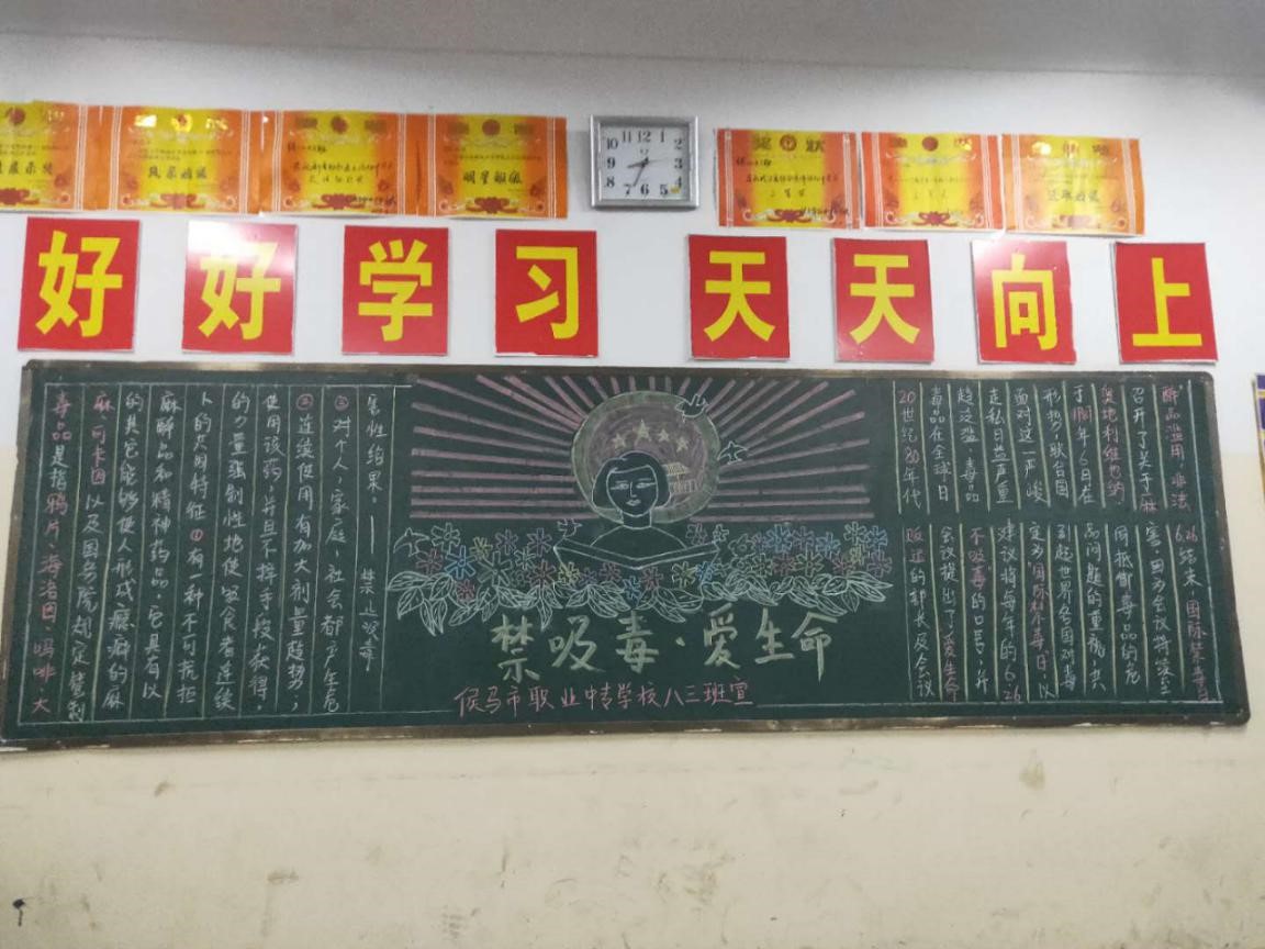 各班级的禁毒主题黑板报